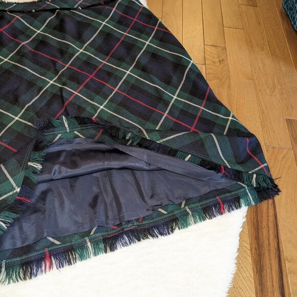 J Crew Blue and Green Plaid 100% Virgin Wool A Line Midi Skirt - Picture 7 of 10
